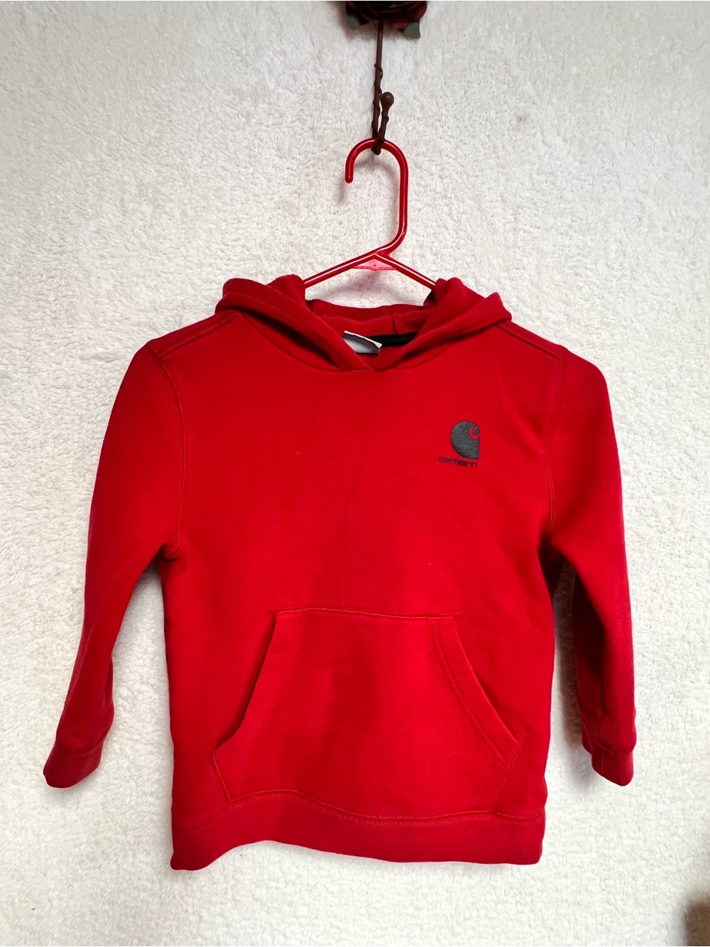 Carhartt Kids Red Hooded Sweatshirt with Front Pocket